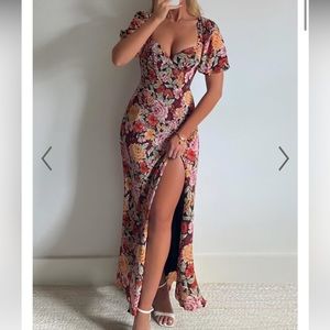 Showpo - Lorie midaxi dress - short sleeve cut out tie back boheme floral size 6